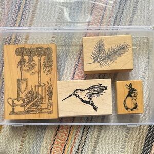 Wooden Stamp Set with Nature Designs